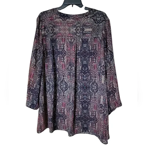 a.n.a Multicolor Patterned Blouse Plus Size 3X V Neck 3/4 Quarter Sleeve - Picture 4 of 8